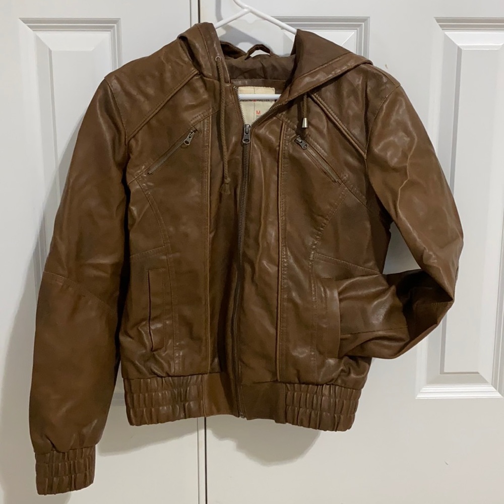 Women’s Hooded Leather Jacket